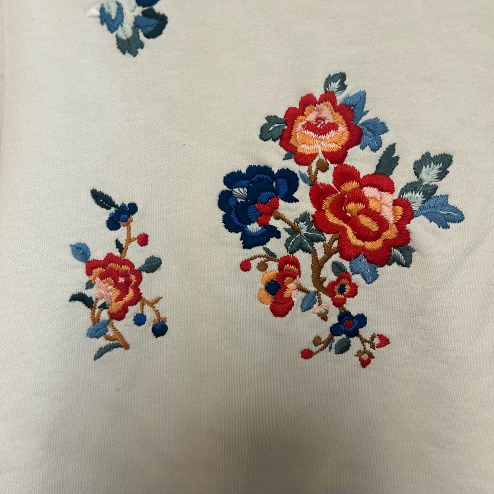 Y2K lucky brand L zip up hoodie Asian design floral embroidery sweatshirt boho - Picture 5 of 14
